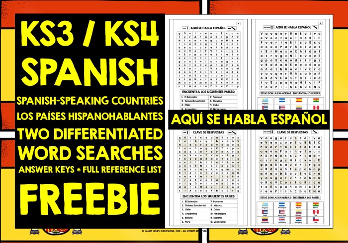 Spanish speaking countries and their capitals word search answer key